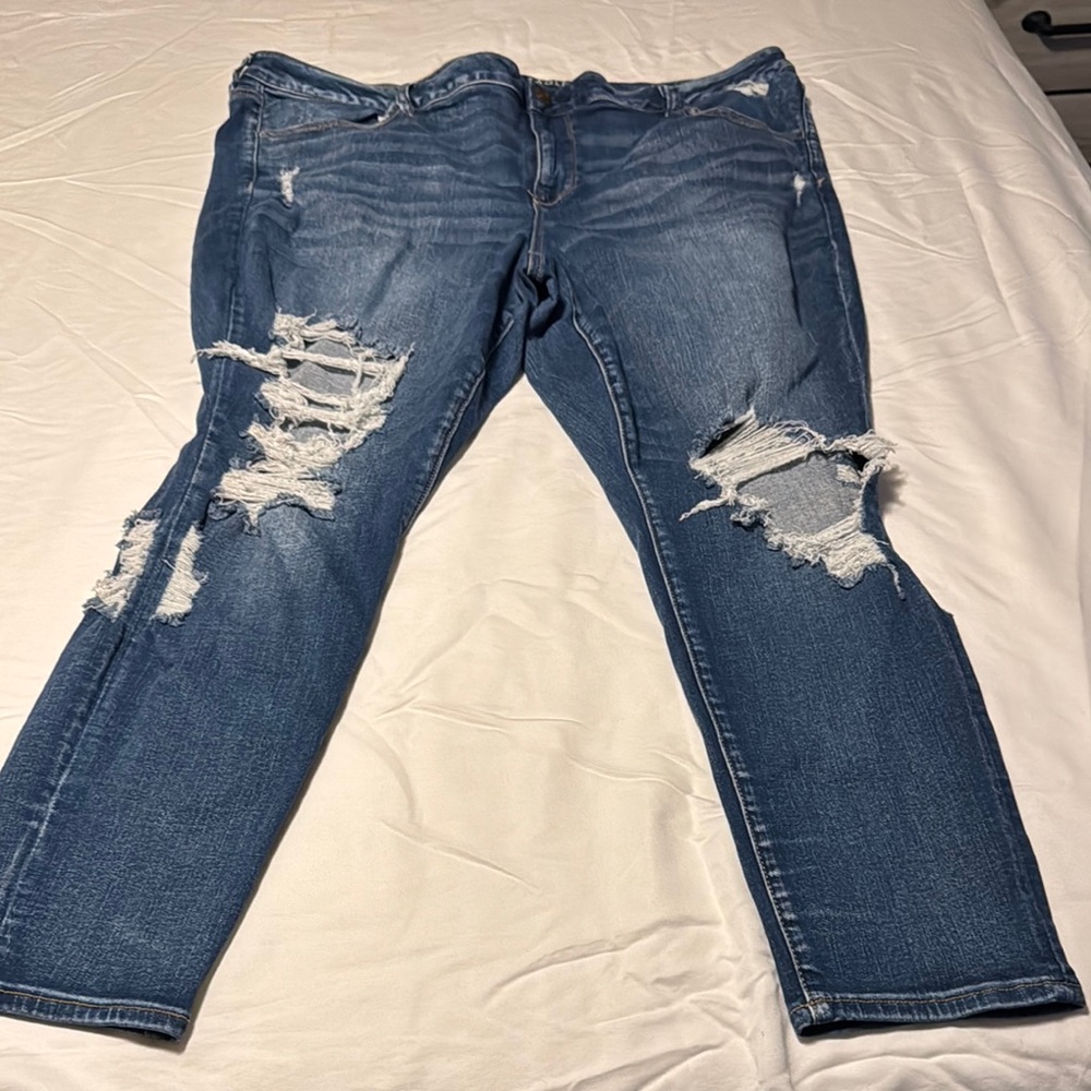 American Eagle Outfitters Blue Distressed Skinny Jeans